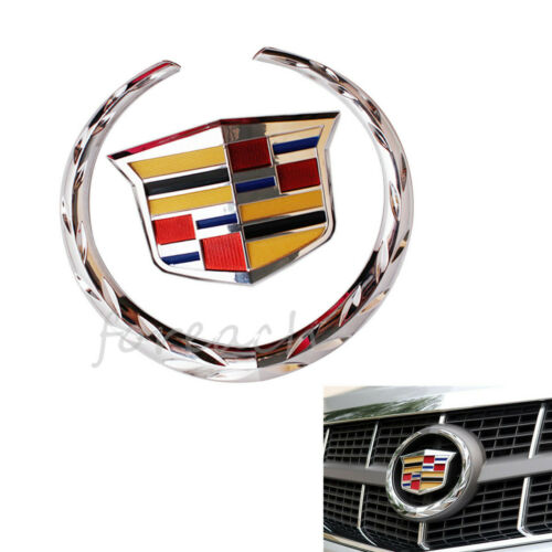 For Cadillac Front Grille 6" Emblem Hood Badge Logo Chrome Color Symbol Ornament