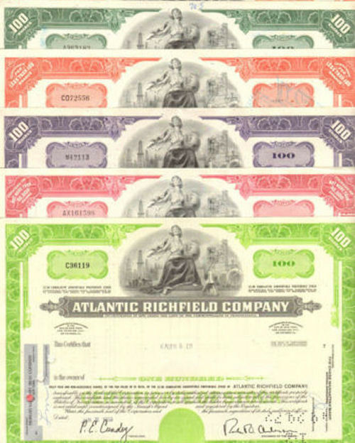 Atlantic Richfield Company > Arco Oil & Gas > Lot Of 5 Stock Certificates Share