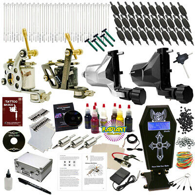Hildbrandt Professional Complete Tattoo Kit 4 Machine Coil Rotary Gun Set Ink