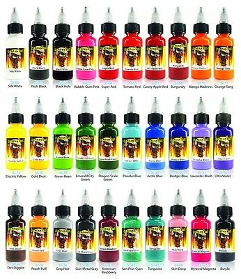 Scream Tattoo Ink 30-pack Color Set 1/2-oz Bottles Black Bright Vibrant Supply